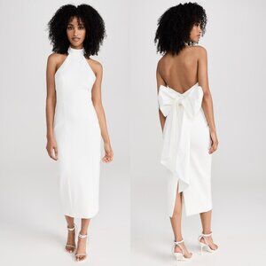 NWT ELLIATT Odori Dress, Sz Large, Ivory, Halter Neck, Low Back with Bow Accent